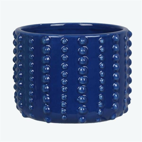 Youngs Ceramic Beaded Nautical Pot, Blue 61584